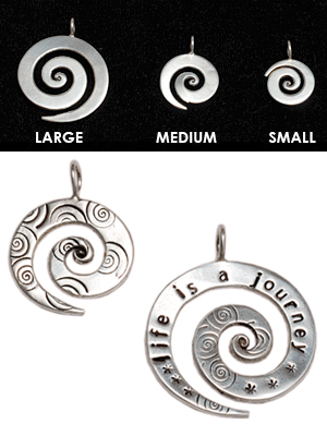 Metal Stamping Blanks Sterling Silver Large Spiral Pendant 1 1/8" (28.5mm)